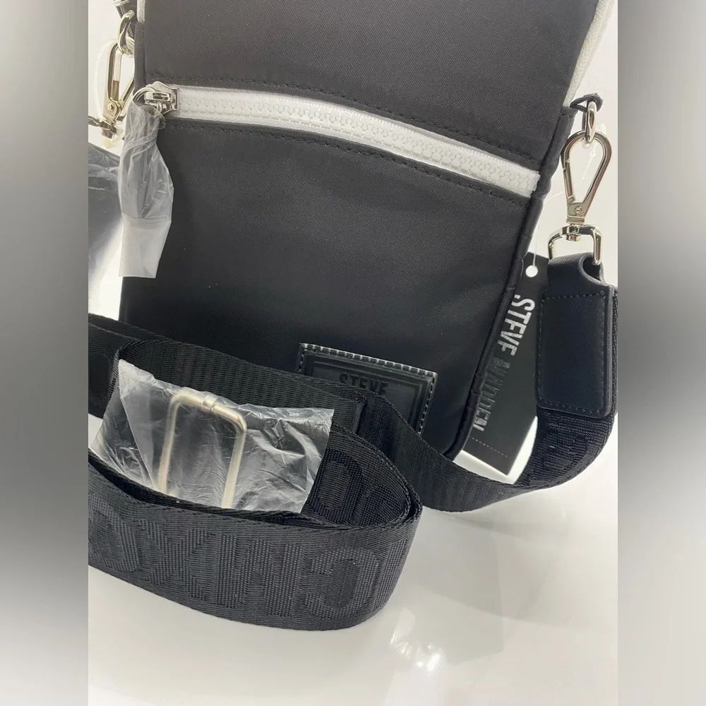 Black White Nylon Crossbody Bag Adjustable Bag